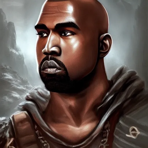 Prompt: cute Kanye West in God of War cover art, ultra wide lens shot , tiny, small, rage, short, cute and adorable, scary, brutal, pretty, beautiful, DnD character art portrait, matte fantasy painting, DeviantArt Artstation, by Jason Felix by Steve Argyle by Tyler Jacobson by Peter Mohrbacher, cinematic lighting
