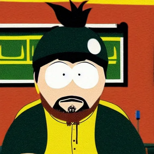 Prompt: jeff lebowski as south park character