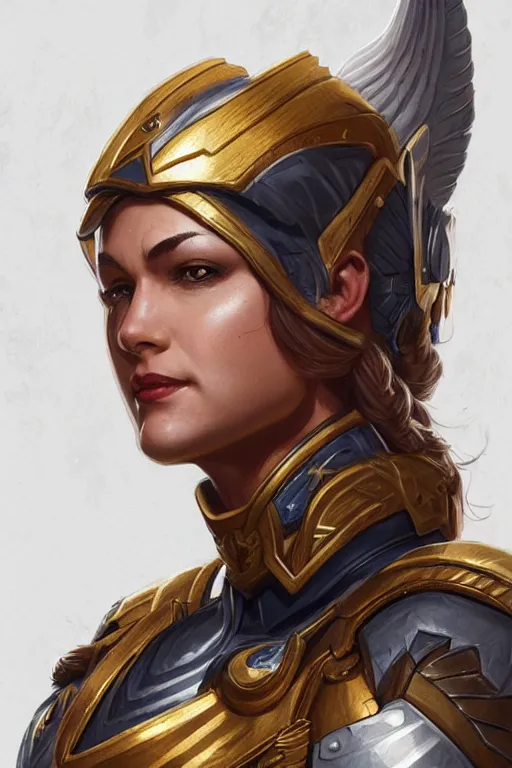 Image similar to amazon valkyrie athena, d & d, fantasy, portrait, highly detailed, headshot, digital painting, trending on artstation, concept art, sharp focus, illustration, art by artgerm and greg rutkowski and magali villeneuve