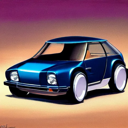 Image similar to concept art of a tiny car, painted by syd mead, high quality