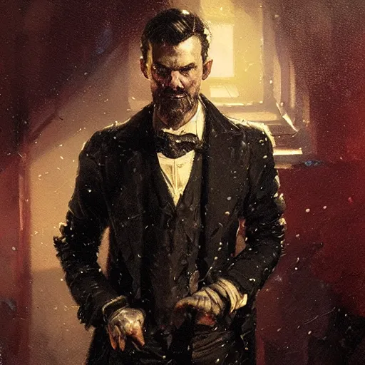 Image similar to a dapper victorian man with a glowing cybernetic heart, chiaroscuro, sci fi character portrait by greg rutkowski, craig mullins