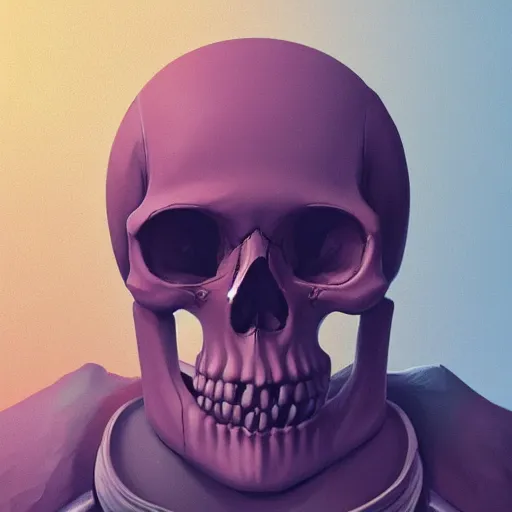 Prompt: A profile of a symmetrical skull Simon Stalenhag, Trending on Artstation, 8K