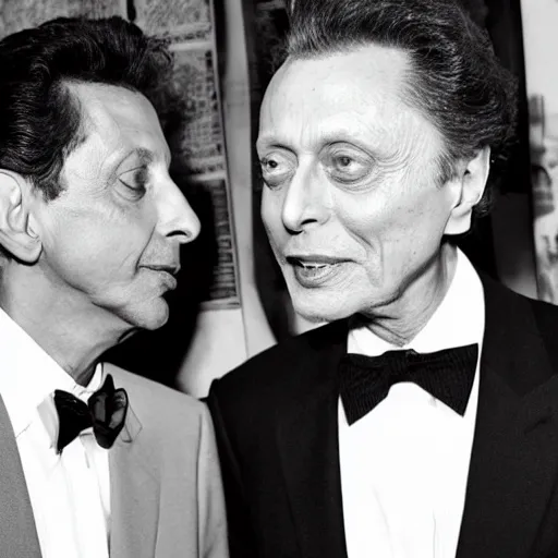 Prompt: jeff goldblum having a special moment with christopher walken