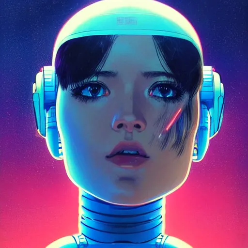 Prompt: side portrait scifi robotic cyborg girl with robotic enhancements and spacesuit | | head only in center of image, audrey plaza, fine detail!! anime!! realistic shaded lighting!! poster by ilya kuvshinov katsuhiro otomo ghost - in - the - shell, magali villeneuve, artgerm, jeremy lipkin and michael garmash and rob rey