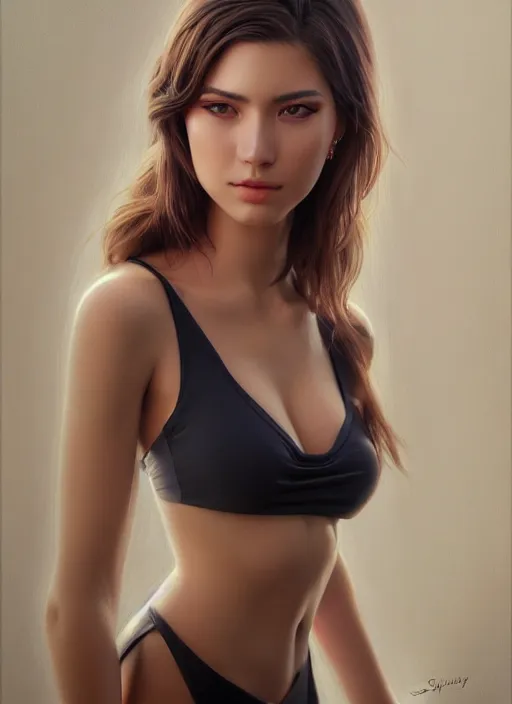 Image similar to photo of a gorgeous young woman in the style of stefan kostic, realistic, sharp focus, 8k high definition, insanely detailed, intricate, elegant, art by stanley lau and artgerm