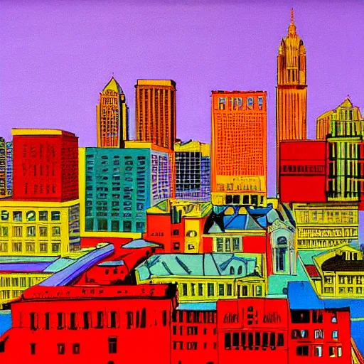 Image similar to a beautiful painting of Columbus Ohio by Andy warhol