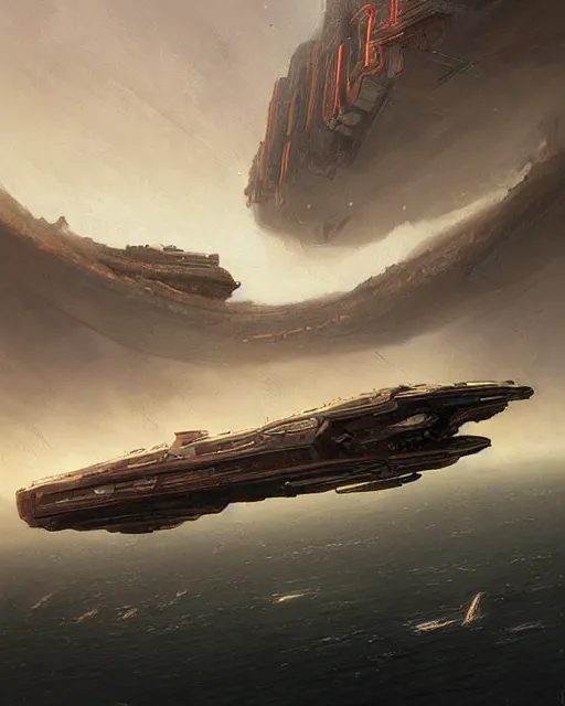 Image similar to a highly detailed epic cinematic concept art CG render digital painting artwork: Elite Dangerous Anaconda Ship. By Greg Rutkowski, in the style of Francis Bacon and Syd Mead and Norman Rockwell and Beksinski, open ceiling, highly detailed, painted by Francis Bacon and Edward Hopper, painted by James Gilleard, surrealism, airbrush, Ilya Kuvshinov, WLOP, Stanley Artgerm, very coherent, triadic color scheme, art by Takato Yamamoto and James Jean