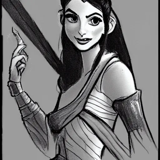 Image similar to milt kahl sketch of victoria justice as princess padme from star wars episode 3