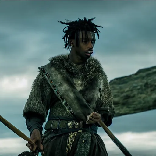 Image similar to playboi carti in vikings 4 k the detailed super realistic