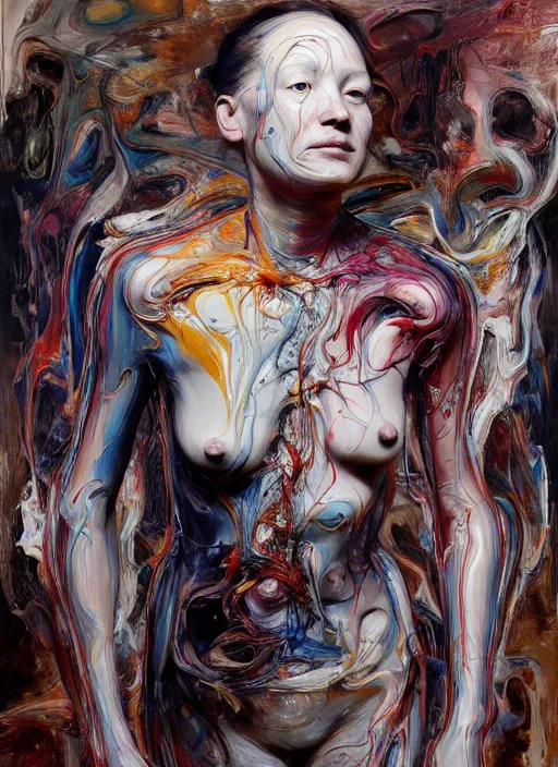 Prompt: it is only with the heart that one can see rightly ; what is essential is invisible to the eye. full body, by jenny saville, scifi, neo - gothic, intricate, rich deep colors. part by james jean, part by adrian ghenie and gerhard richter.