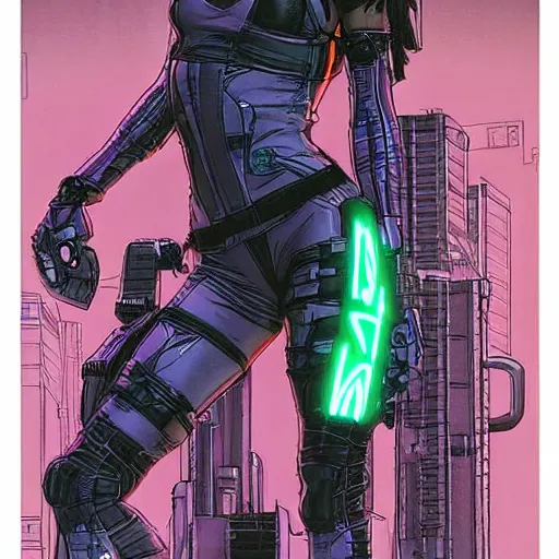 Image similar to Nikki. Apex legends cyberpunk fitness babe. Concept art by James Gurney and Mœbius.
