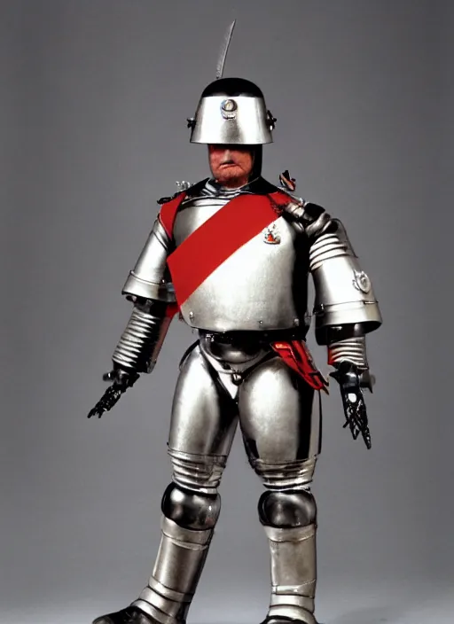 Image similar to side view of a british beefeater as robocop, detailed diagram