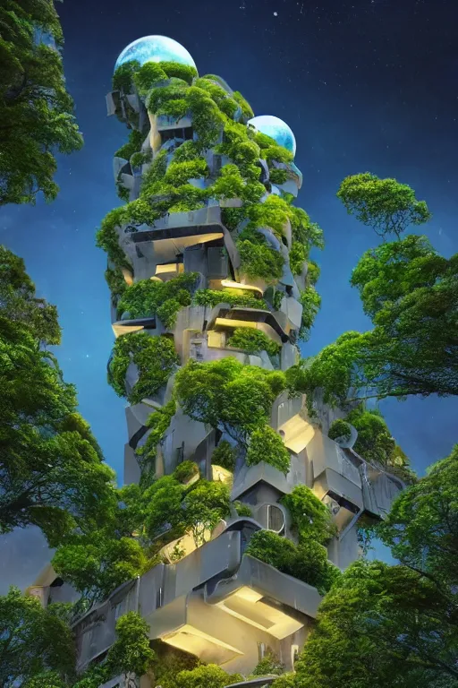 Prompt: extremely detailed awe stunning beautiful futuristic smooth organic apartment building at night, translucent orbs, hyper real, greenery, 8k, colorful, 3D cinematic volumetric light, atmospheric light, studio ghibli inspired, fantasy LUT, high contrast, epic composition, sci-fi, dreamlike, surreal, angelic,