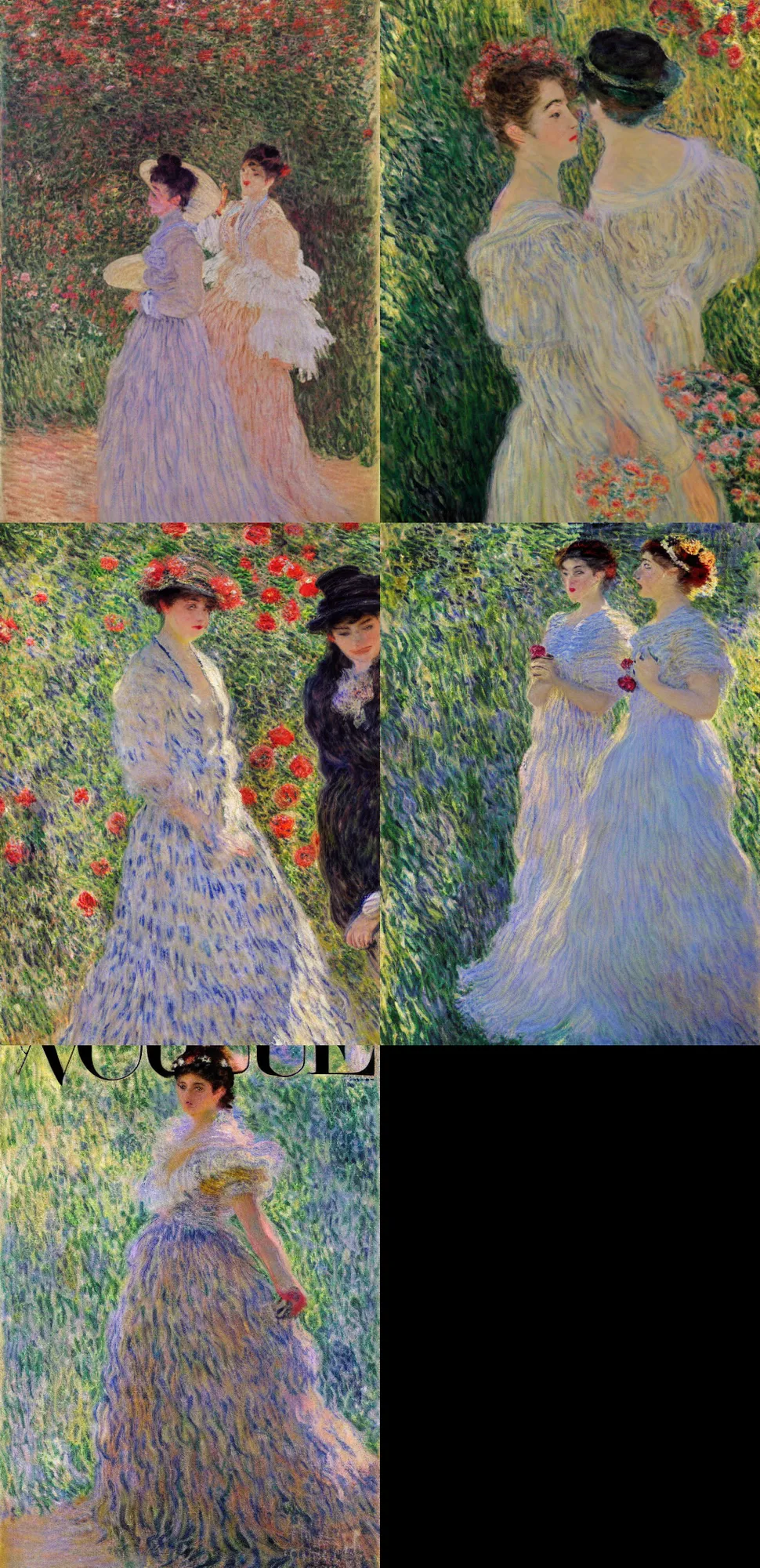 Prompt: a highly - detailed painting of a vogue magazine photoshoot by claude monet.