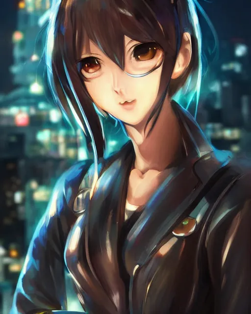 Image similar to portrait of anime girl in mechanic armor in night tokyo by makoto sinkai, perfect face, fine details