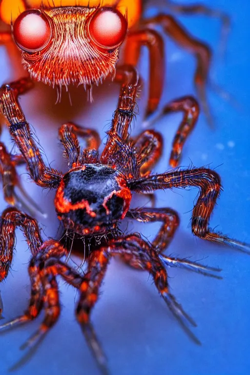 Image similar to high quality close-up photo translucent gelatinous spiders! gorgeous highly detailed hannah yata elson peter cinematic orange lighting high quality low angle hd 8k sharp shallow depth of field