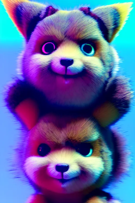 Prompt: high quality 3 d render cyberpunk very cute multicolor fluffy! quokka hybrid, highly detailed, vray smooth, in the style of detective pikachu, hannah yata charlie immer, dramatic blue light, low angle, uhd 8 k, sharp focus