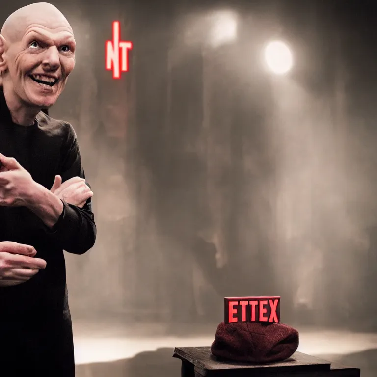 Prompt: promo photo for snoke's netflix standup special, photograph, standup comedy