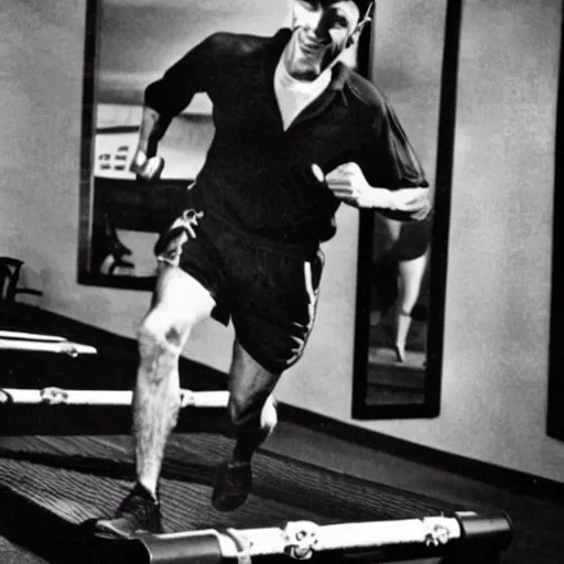 Prompt: Louis Zamperini runs on a treadmill, New York Times