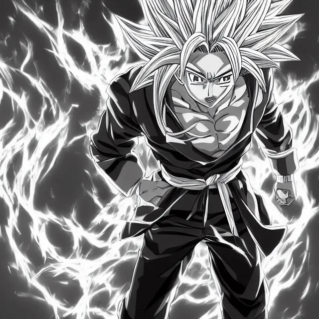 Prompt: handsome anime man goes super saiyan in the style of jojo's bizarre adventure, ultrafine hyperrealistic detailed face illustration by kim jung gi, irakli nadar, intricate linework, sharp focus, bright colors, matte, octopath traveler, final fantasy, unreal engine highly rendered, global illumination, radiant light, intricate rainbow environment