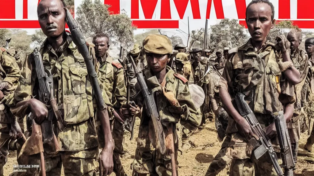 Image similar to ethiopian civil war, derg, moody, in the cover of time magazine