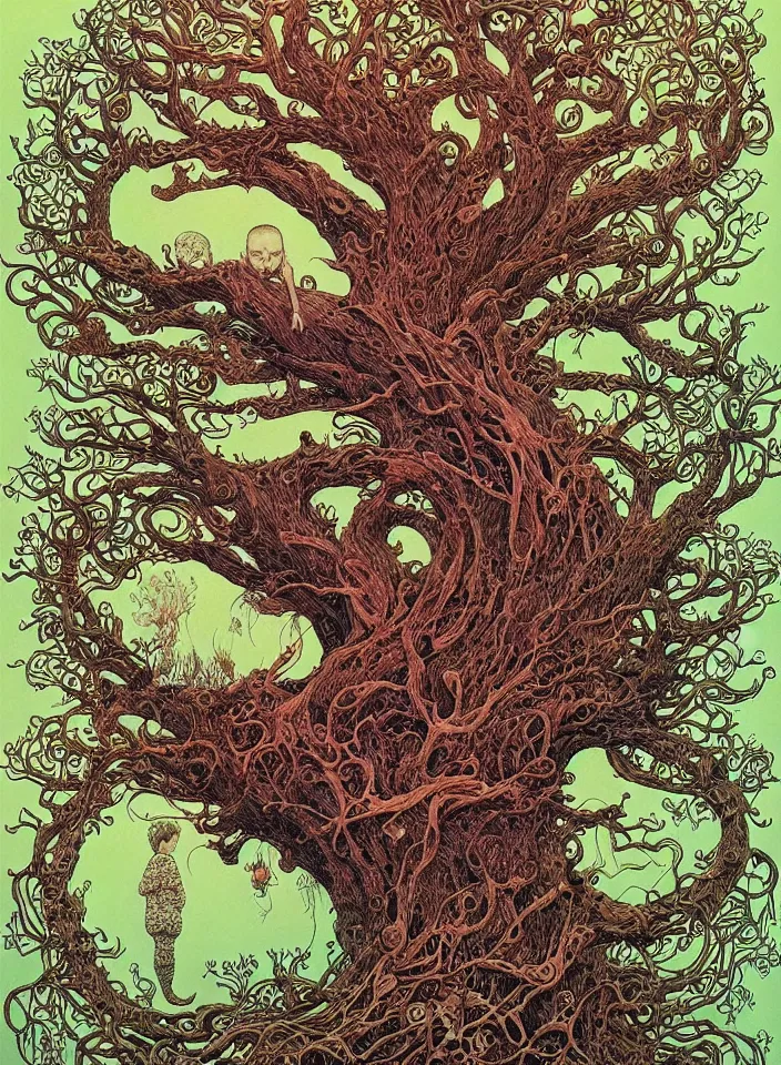 Image similar to portrait painted in jacek yerka style drawn by vania zouravliov and takato yamamoto, inspired by the tree of life, intricate acrylic gouache painting, high detail, sharp high detail, artstation