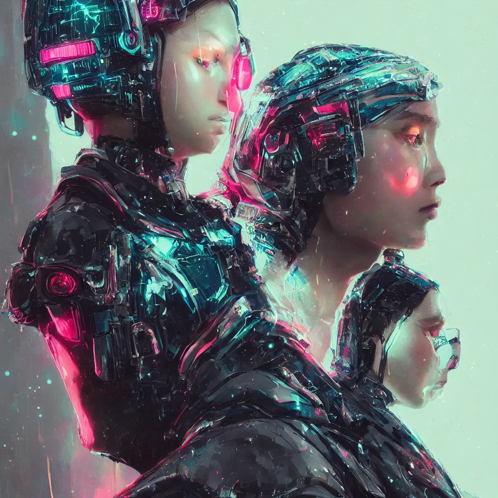 Image similar to detailed side profile portrait Neon Girl, cyberpunk futuristic neon, reflective puffy coat, by Ismail inceoglu dragan bibin hans thoma greg rutkowski Alexandros Pyromallis Nekro Rene Maritte Illustrated, Perfect face, fine details, realistic shaded, fine-face, pretty face, 8k, UHD, ray tracing