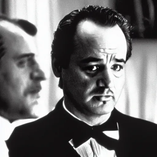 Image similar to bill murray plays the godfather, film still, promotional shot