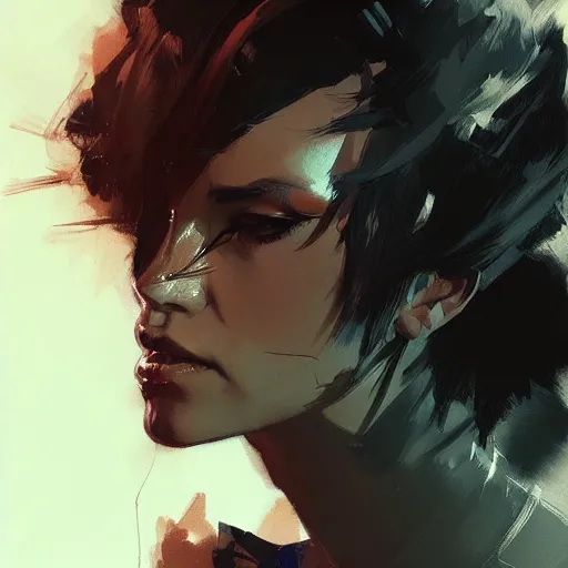 Image similar to portrait of a transgender woman, dramatic lighting, illustration by greg rutkowski, yoji shinkawa, 4 k, digital art, concept art, trending on artstation