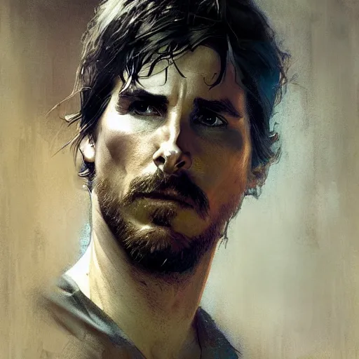 Image similar to christian bale, hyperrealistic portrait, bladerunner street, art of elysium by jeremy mann and alphonse mucha, fantasy art, photo realistic, dynamic lighting, artstation, poster, volumetric lighting, very detailed face, 4 k, award winning