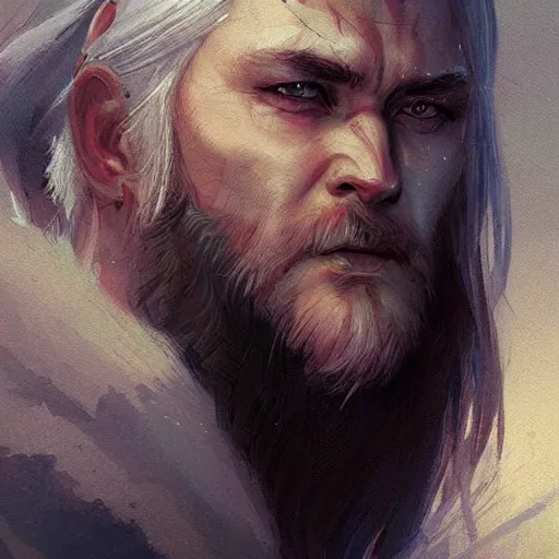 Prompt: a beautiful artwork side profile portrait of a odin with horns by greg rutkowski , featured on artstation, norse mythology, valhalla