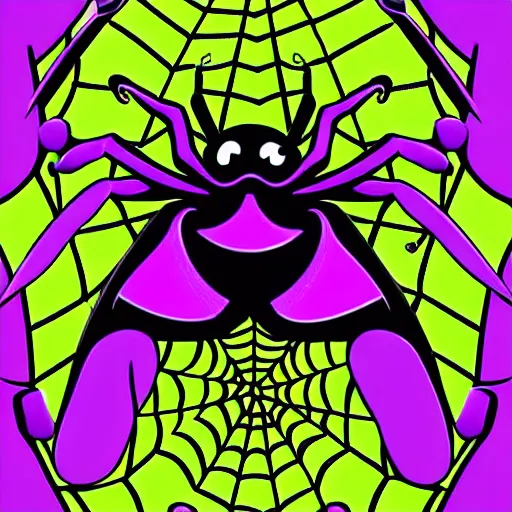 Prompt: spider, purple and green, style of hydro74, vector