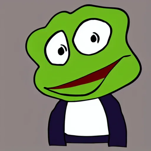 Image similar to pepe the frog head from 4chan on the body of a cartoon dog wearing a leather jacket and jeans