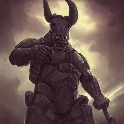 Prompt: a dark anthropomorphized horse with gargantuan muscles wearing a tight kevlar battle outfit in rubble, equine, anthro art, furaffinity, highly detailed, digital painting, artstation, sharp focus, game art, concept art, illustration, art by artgerm, greg rutkowski, wlop