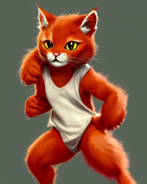 Image similar to character concept art of a cute young male anthropomorphic furry red cat | | cute - fine - face, pretty face, key visual, realistic shaded perfect face, fine details by stanley artgerm lau, wlop, rossdraws, james jean, andrei riabovitchev, marc simonetti, and sakimichan, trending on artstation