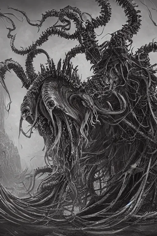 Image similar to eldritch monstrosity, cinematic, digital art, extremely detailed, horror