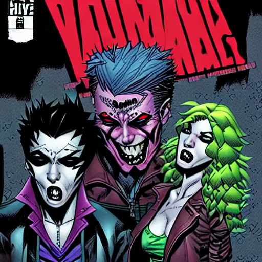 Prompt: amazing comic book art of a punk vampire hiding from the police in a dark alley, comic cover, award - winning, masterpiece, drawn by greg capullo and sean murphy and peach momoko and russell dauterman and ryan ottley