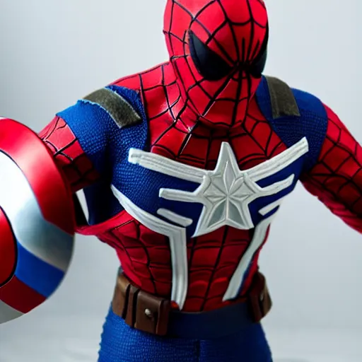 Image similar to captain america with spiderman mask, photo