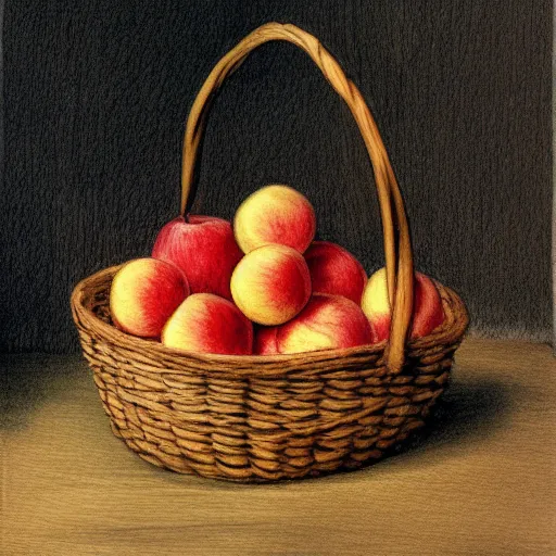 Image similar to a painting of a basket of apples and a can of yogurt, a still life by Beatrix Potter, featured on deviantart, naive art, storybook illustration, watercolor, photoillustration