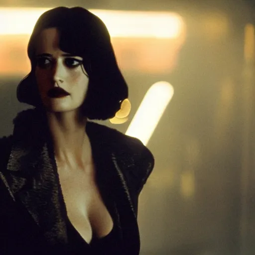 Image similar to a movie still of eva green in blade runner