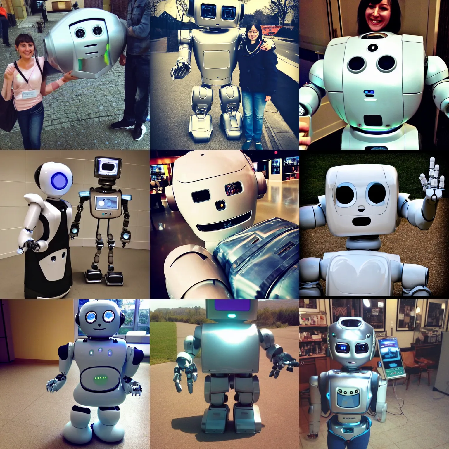 Prompt: <photo hd crisp><robot friendly cute adorable desires='big hug'>selfie with a cool robot i found</robot></photo>
