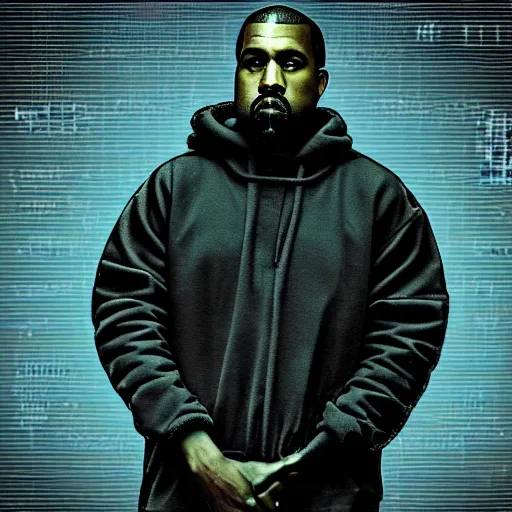 Prompt: kanye west in fashwave style