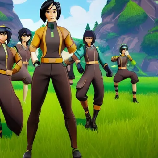 Image similar to toph beifong in fortnite, character render, full body shot, highly detailed, in game render