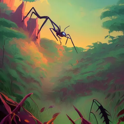 Prompt: portrait of an ant face, jungle background, purple sky, behance hd artstation by jesper ejsing by rhads, makoto shinkai and lois van baarle, ilya kuvshinov, ossdraws