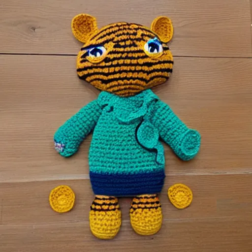 Image similar to crochet tiger wearing a jumper