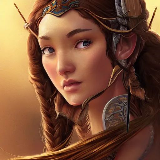 Image similar to a female archer, cute, fantasy, intricate, elegant, highly detailed, centered, digital painting, artstation, concept art, smooth, sharp focus, illustration, art by AbyssWolf