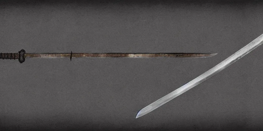 Prompt: reference sheet of ancient sword on black background, matte painting