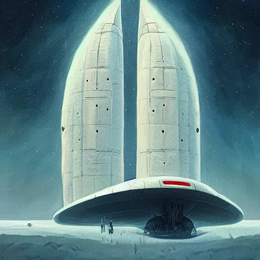 Image similar to beautiful painting of a white whale spaceship in the style of Simon Stålenhag and H. R. Giger, detailed, trending on Artstation