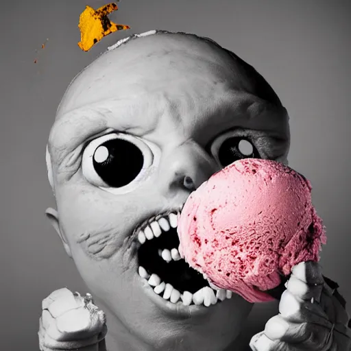 Prompt: a monster made of icecream, award - winning photography