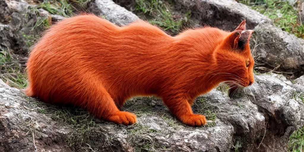 Prompt: A red beaver cat.